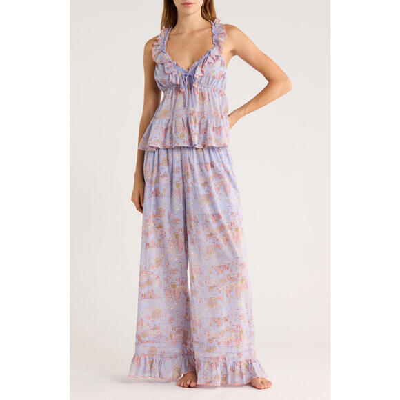 Free People Other - NWT! Free People Tangled Lights Ruffle Pajamas in CornFlower Combo Size Small